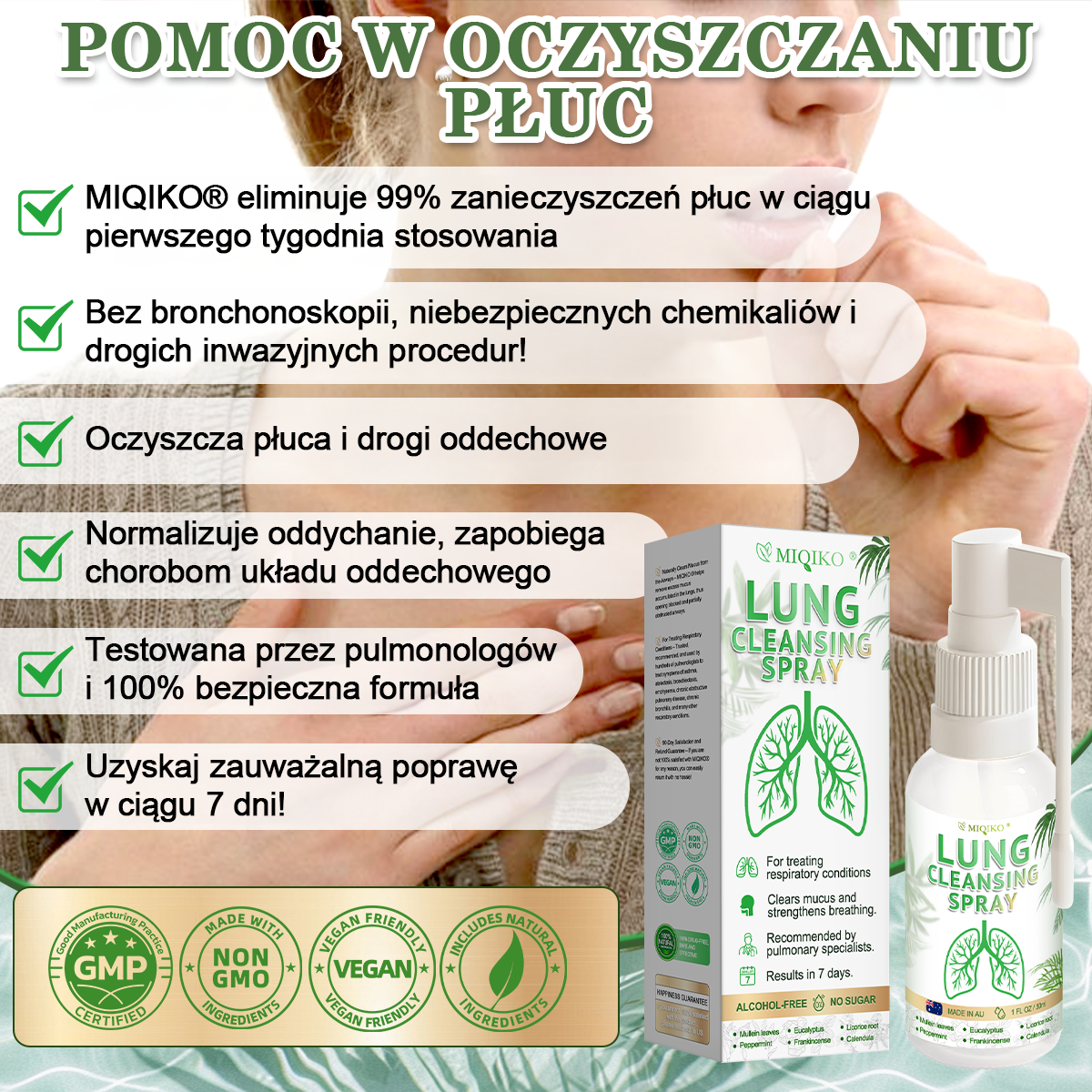 [Oficjalny sklep flagowy marki]👨‍⚕️𝐌𝐈𝐐𝐈𝐊𝐎® Zaawansowany spray do oczyszczania płuc(☘️Zalecane przez ekspertów od płuc☘️)